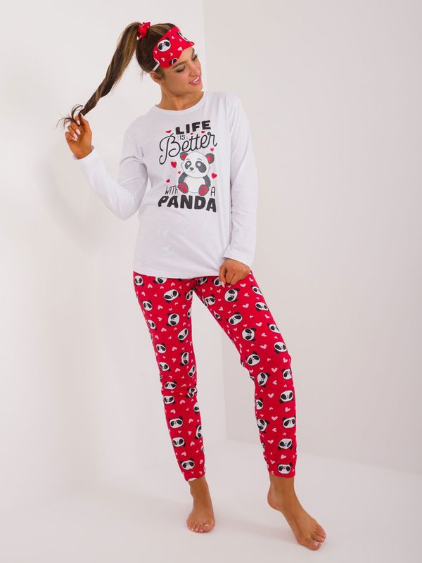 Fashionhunters White women's pajamas with panda print