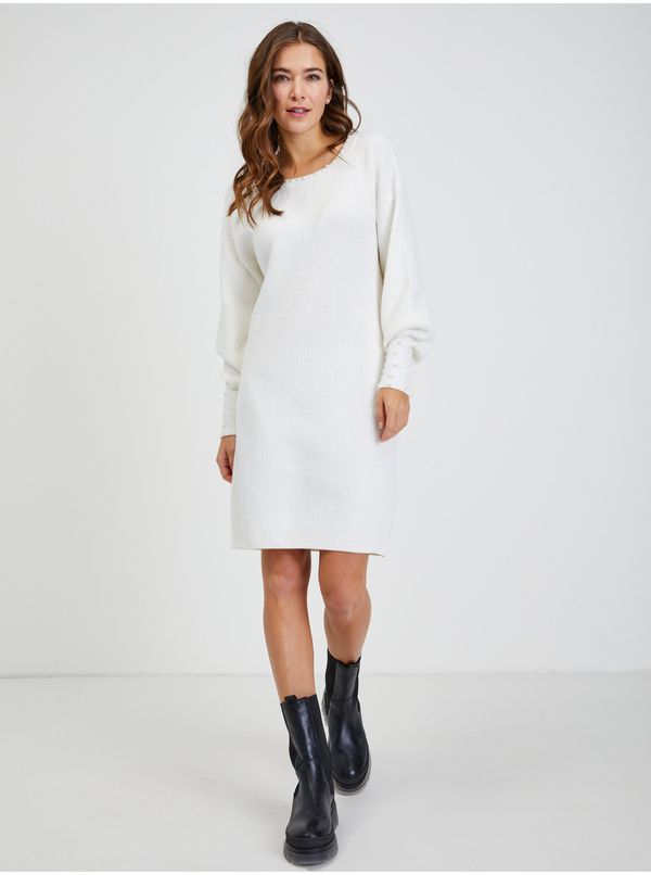 Orsay White women's ribbed sweater dress ORSAY