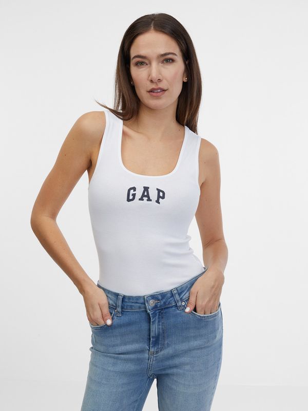 GAP White Women's Ribbed Tank Top GAP Logo