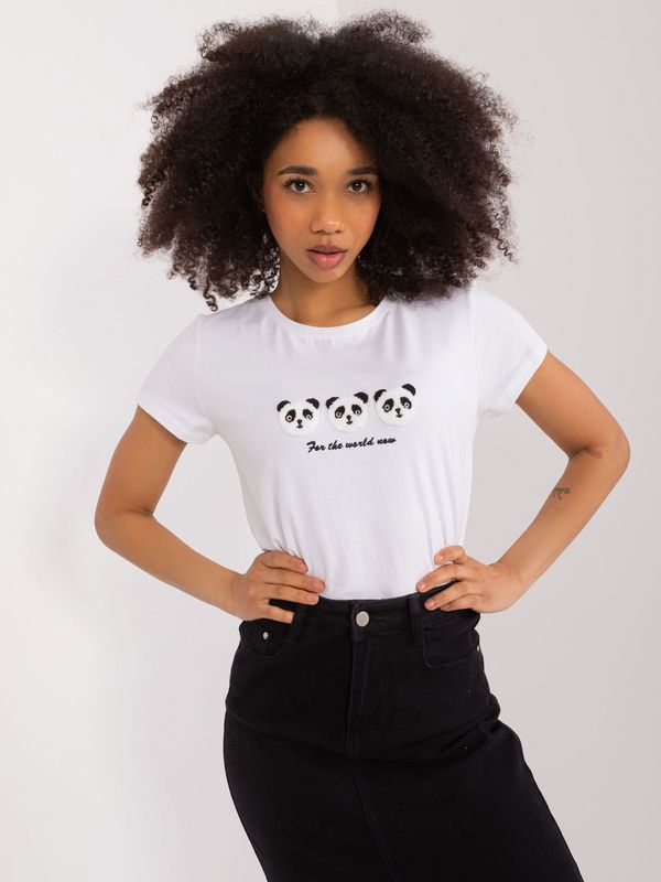 Fashionhunters White women's T-shirt with BASIC FEEL GOOD application