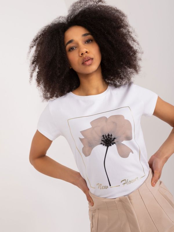 Fashionhunters White women's T-shirt with BASIC FEEL GOOD print