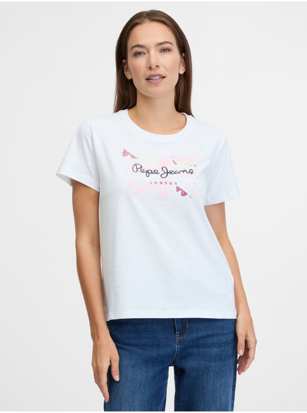 Pepe Jeans White women's T-shirt with Pepe Jeans print - Women