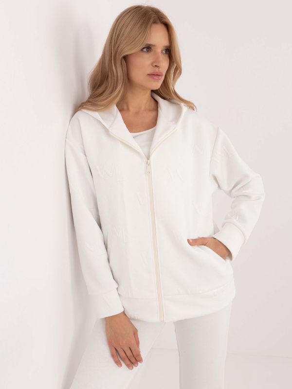 Fashionhunters White zip-up hoodie with patterns