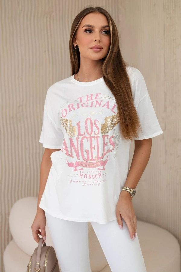 Kesi Wings Combed Cotton Blouse White + Pink