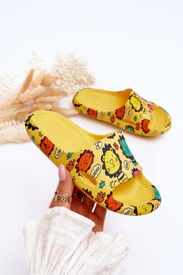 WJ1 WJ1 Children's Light Foam Slippers Lion Motif Yellow Esther