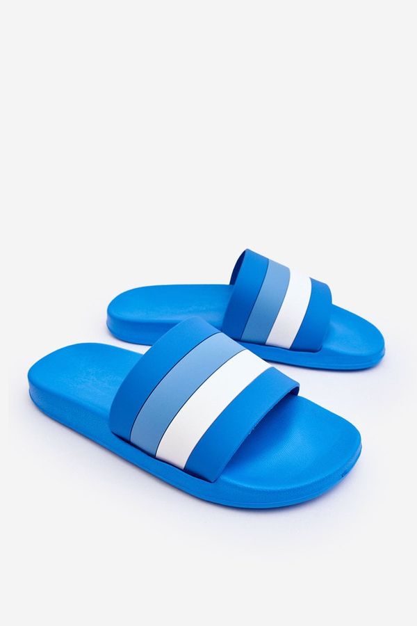 WJ1 WJ1 Men's Striped Slippers Blue Vision