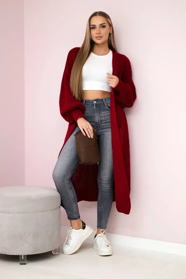 Włoski Włoski Sweater long cardigan burgundy