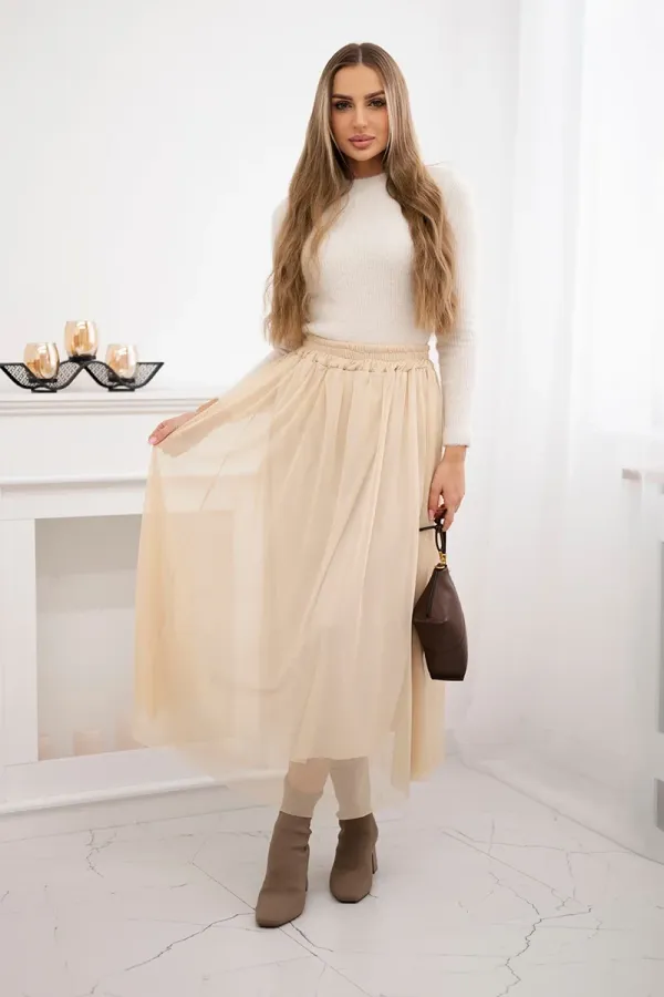 Włoski Włoski Tulle skirt beige