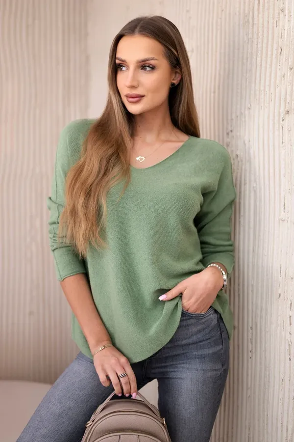 Kesi Włoski Włoski V-neck sweater khaki