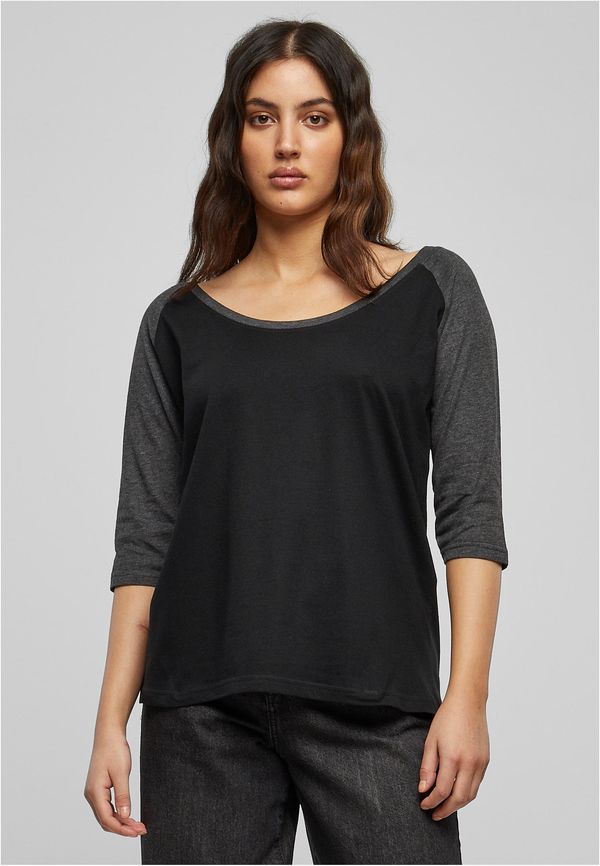 Urban Classics Women's 3/4 contrast raglan t-shirt black/charcoal