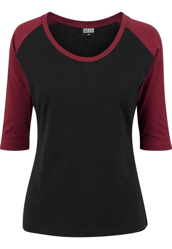 UC Ladies Women's 3/4 contrast raglan t-shirt blk/burgundy