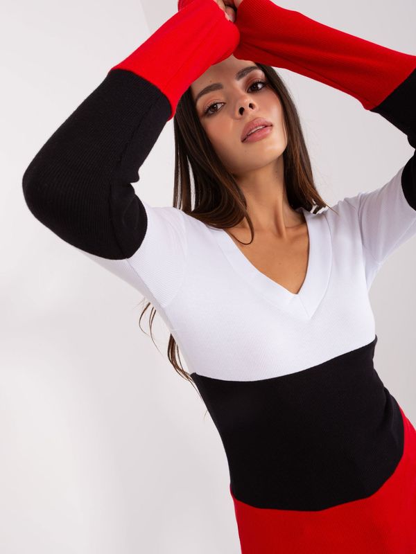 Fashionhunters Women's basic white-red striped blouse
