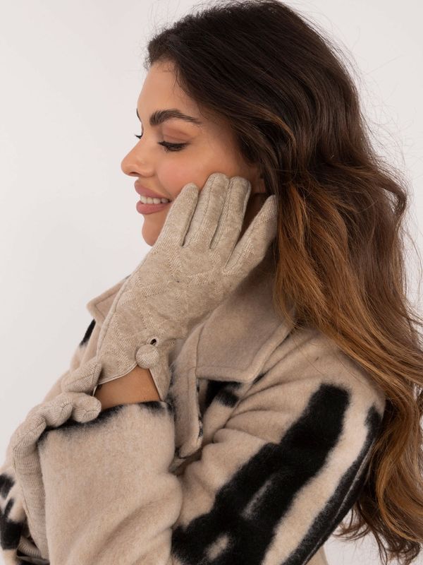 Fashionhunters Women's beige touch gloves