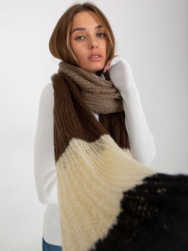 Fashionhunters Women's black-brown knitted winter scarf