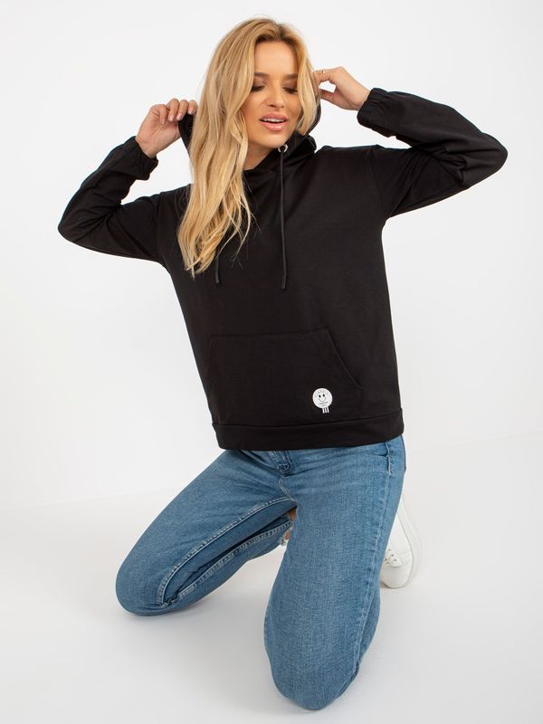 Fashionhunters Women's Black Cotton Kangaroo Sweatshirt