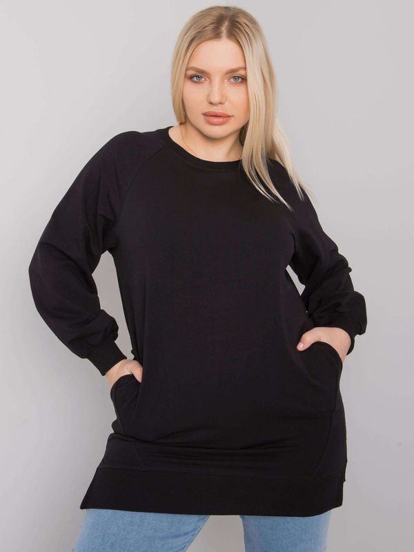 Fashionhunters Women's black cotton sweatshirt larger size