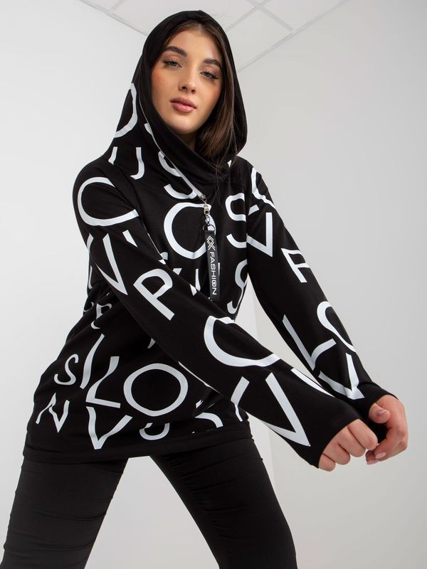 Fashionhunters Women's black plus size hoodie with inscription