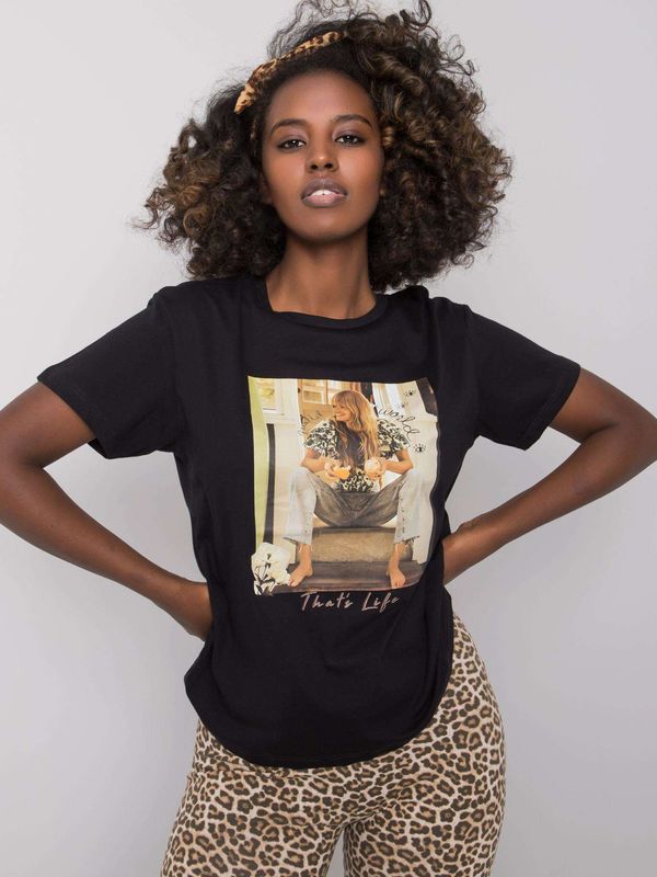 Fashionhunters Women's black T-shirt with print
