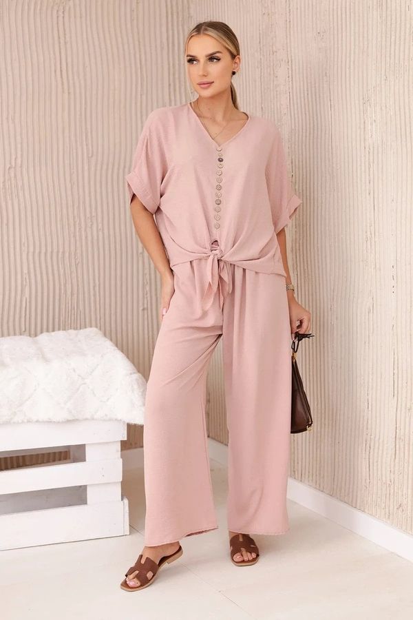 Kesi Women's blouse + trousers set - powder
