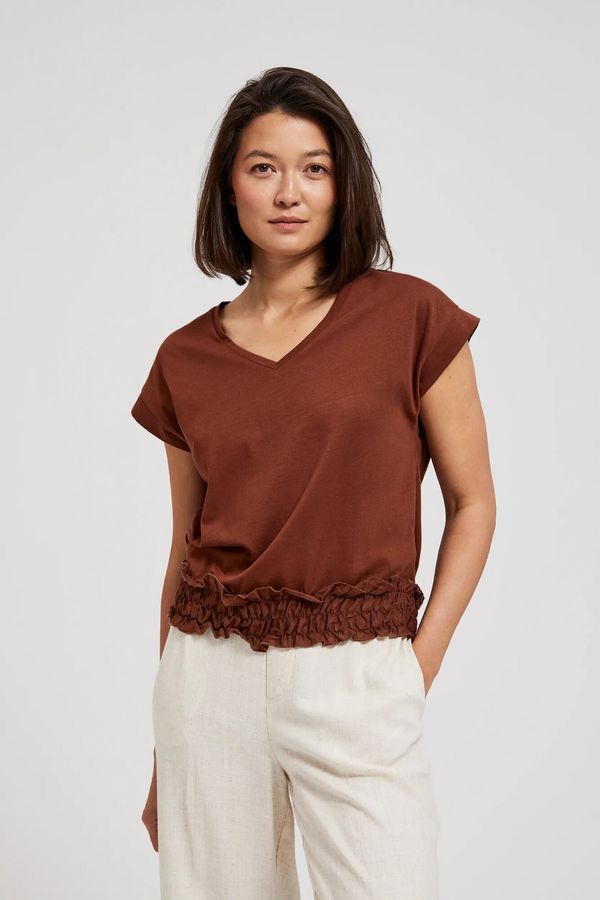 Moodo Women's blouse with elastic waistband MOODO - brown