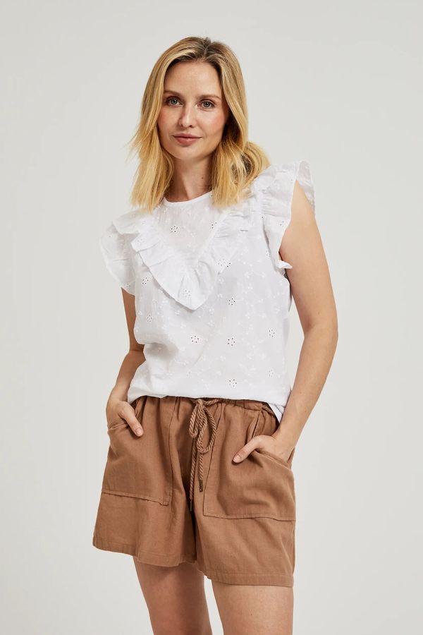 Moodo Women's blouse with gathering MOODO - white