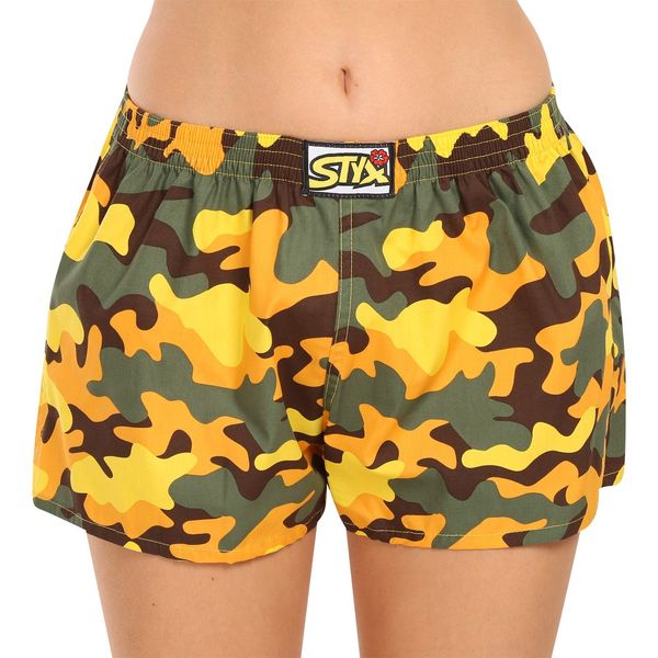 STYX Women's boxer shorts Styx art classic rubber Camouflage yellow