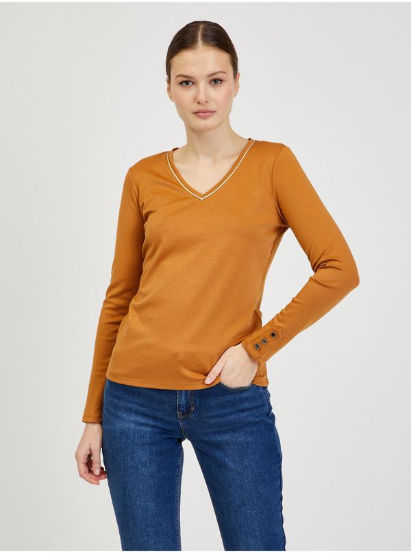 Orsay Women's brown T-shirt with long sleeves ORSAY