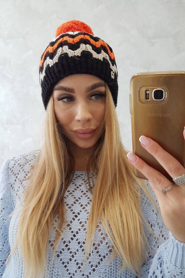 Kesi Women's cap Laila K283 black + orange neon