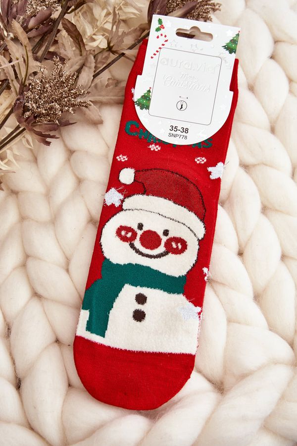 Kesi Women's Christmas Snowman Socks Red