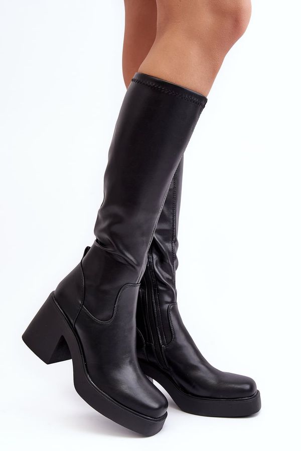 Kesi Women's Chunky High Heel Boots D&A Black