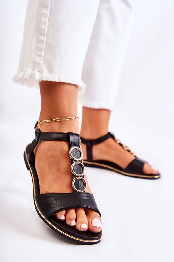Kesi Women's classic sandals with decorative strap Black Terrine