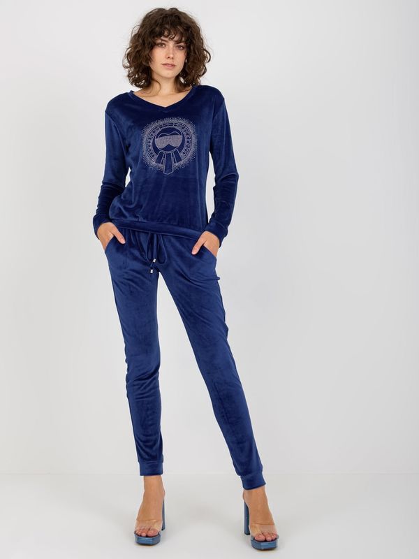 Fashionhunters Women's Cobalt Velour Set with Application