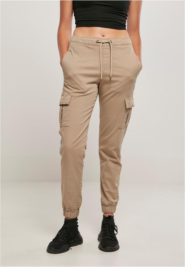 Urban Classics Women's comfortable high-waisted tracksuit bottoms made of soft taupe