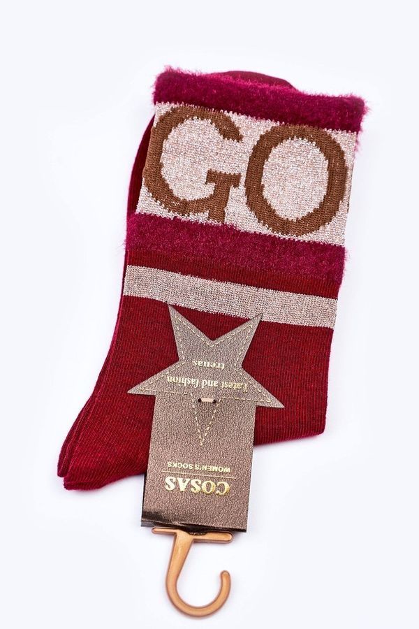 Kesi Women's cotton socks GO-GO with fur COSAS burgundy