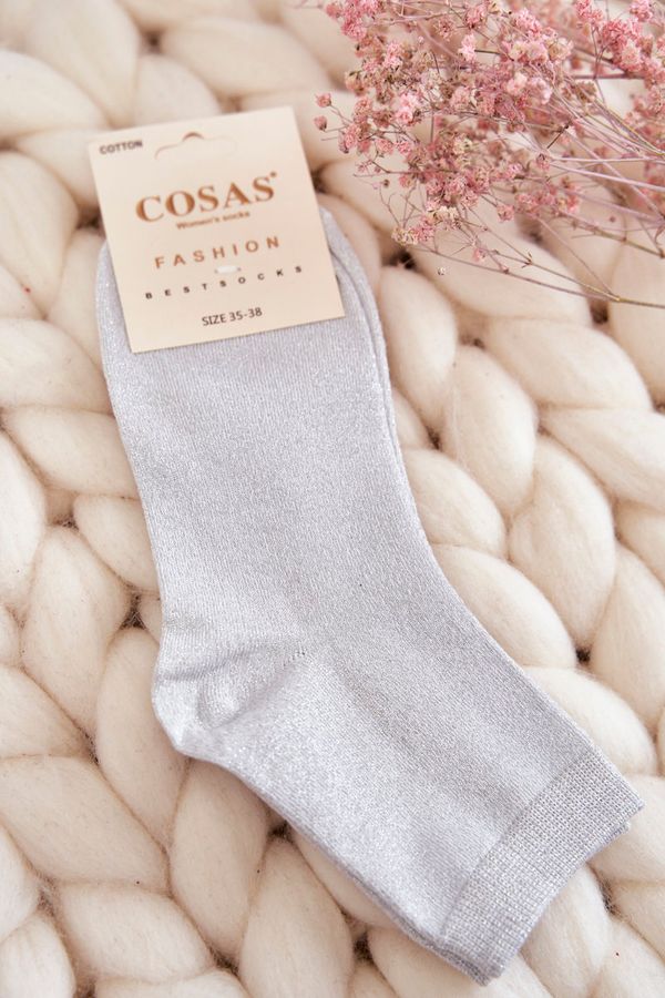 Kesi Women's cotton socks with glossy thread Cosas White