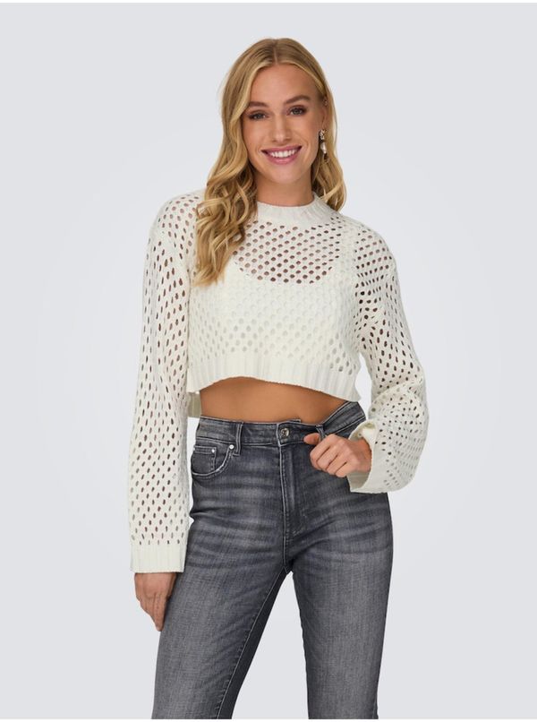 Only Women's cream perforated short sweater ONLY Smilla - Women