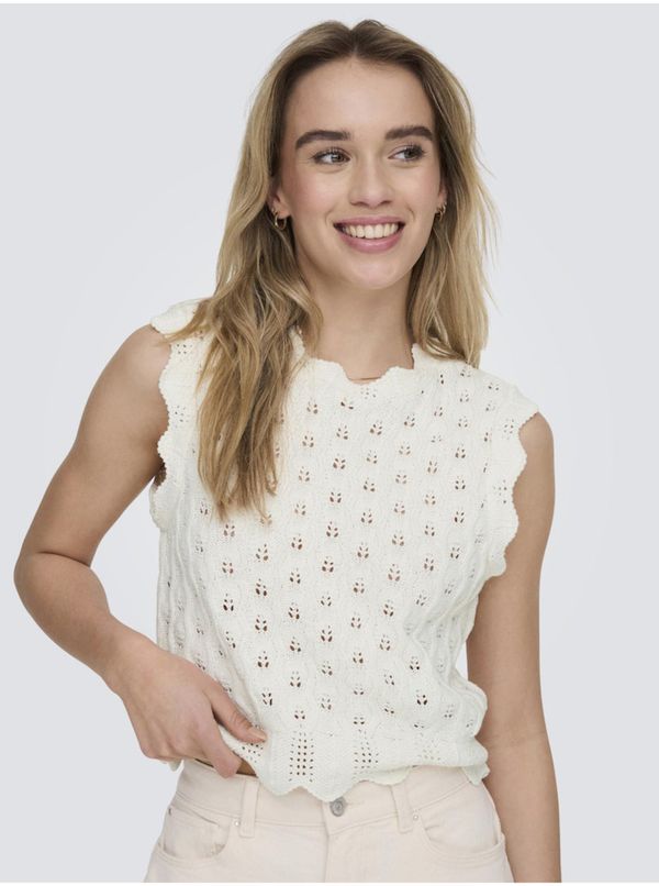 Only Women's cream perforated top ONLY Luna
