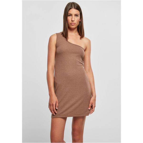 Urban Classics Women's dark khaki dress with a ribbed pattern on one shoulder