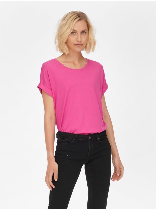 Only Women's Dark Pink T-Shirt ONLY Moster - Women
