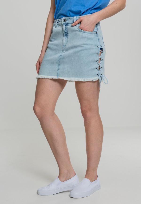 Urban Classics Women's denim lace-up skirt blue bleached