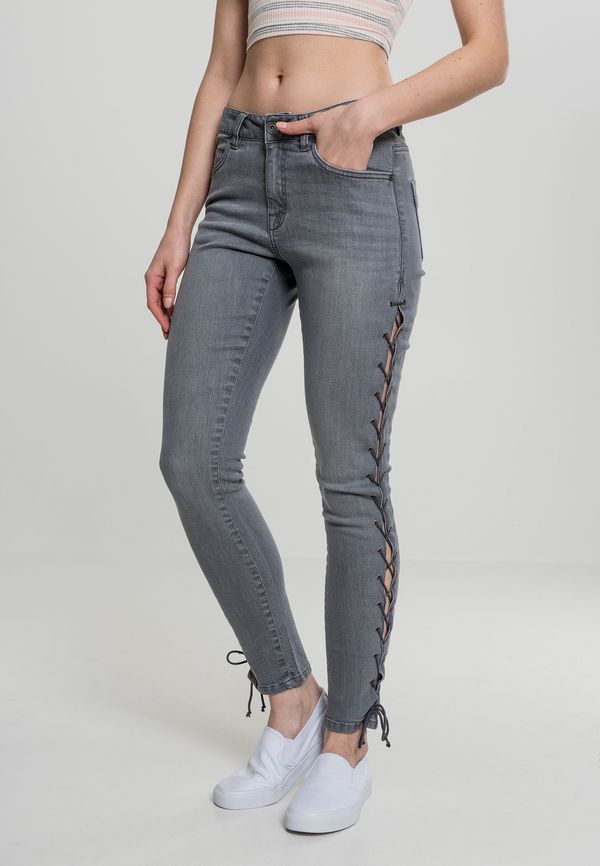 Urban Classics Women's denim pants Lace Up Skinny - grey