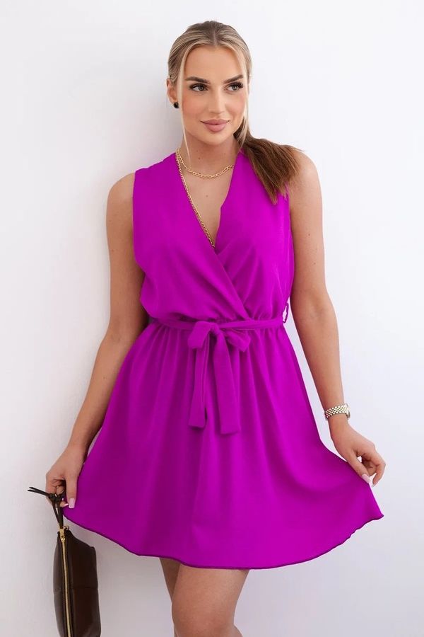 Kesi Women's dress with a tie at the waist - purple