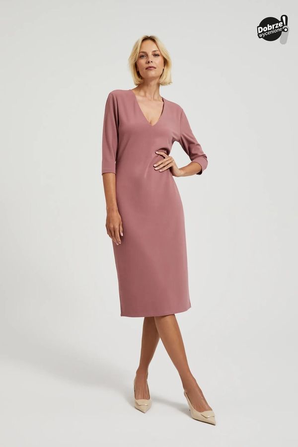 Moodo Women's dress with neckline MOODO - powder pink
