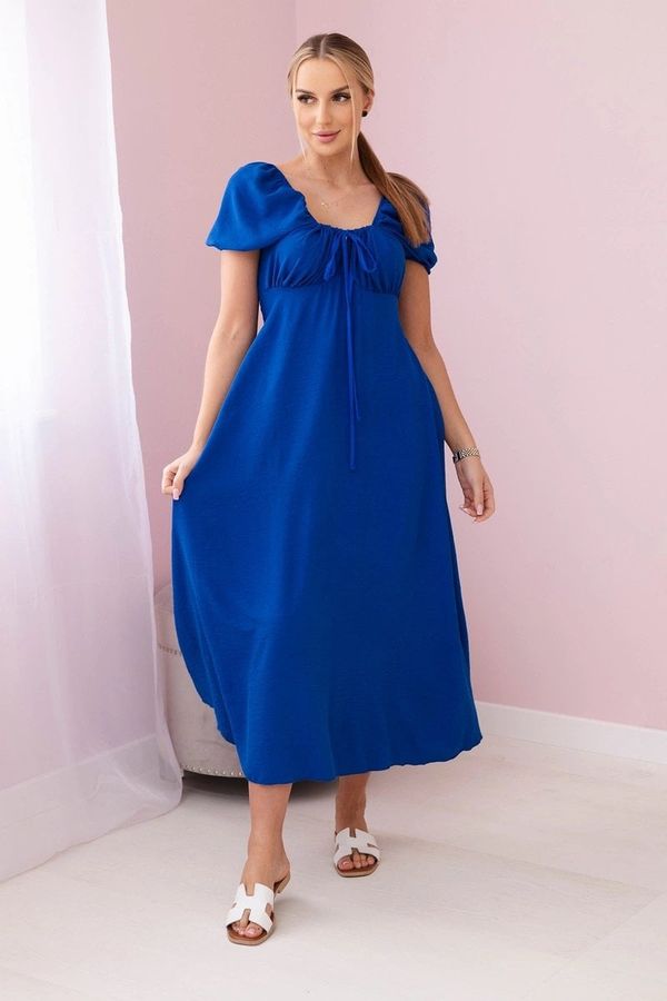 Kesi Women's dress with ties at the neckline - cornflower blue