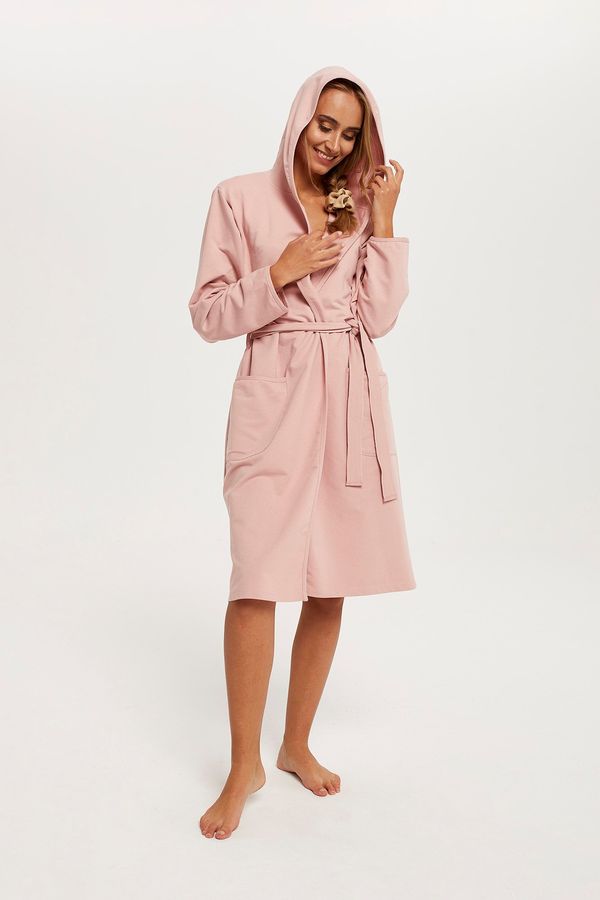 Italian Fashion Women's dressing gown Karina with long sleeves - powder pink