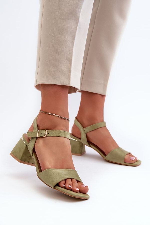 Kesi Women's eco-friendly suede block sandals, Leisha green