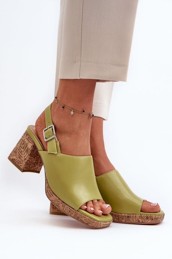 Kesi Women's eco leather sandals with high heels Sergio Leone Pistachio