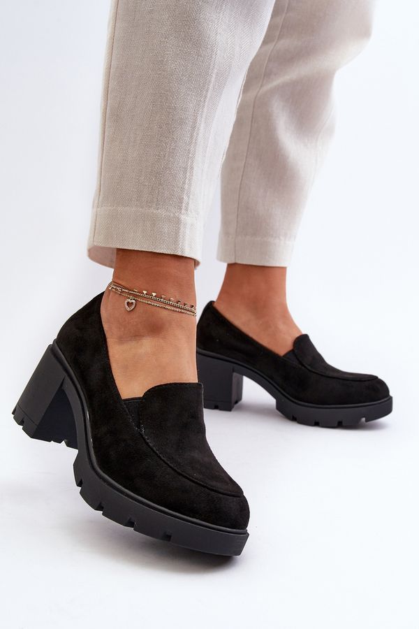 Kesi Women's eco suede high-heeled and platform shoes, black Arablosa