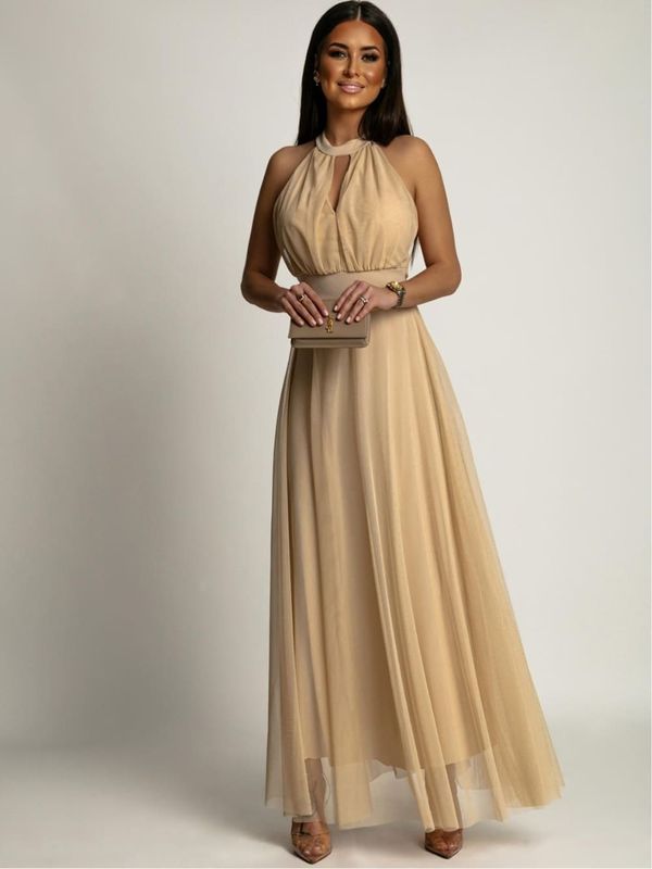 FASARDI Women's elegant dress with tulle bottom FASARDI - beige