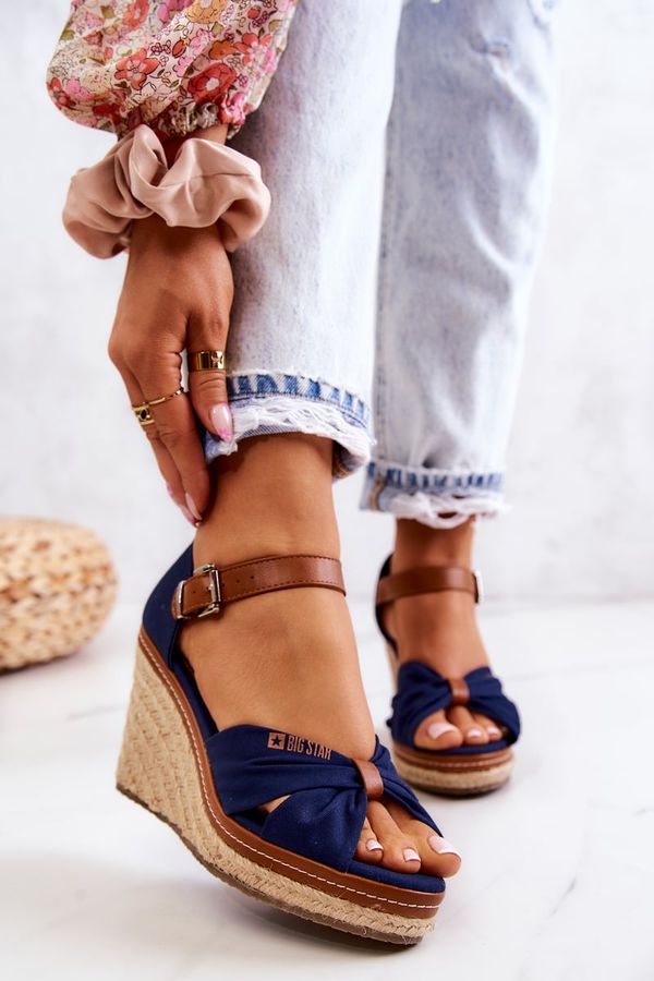 BIG STAR SHOES Women's Fashion Wedge Sandals Big Star - Dark Blue